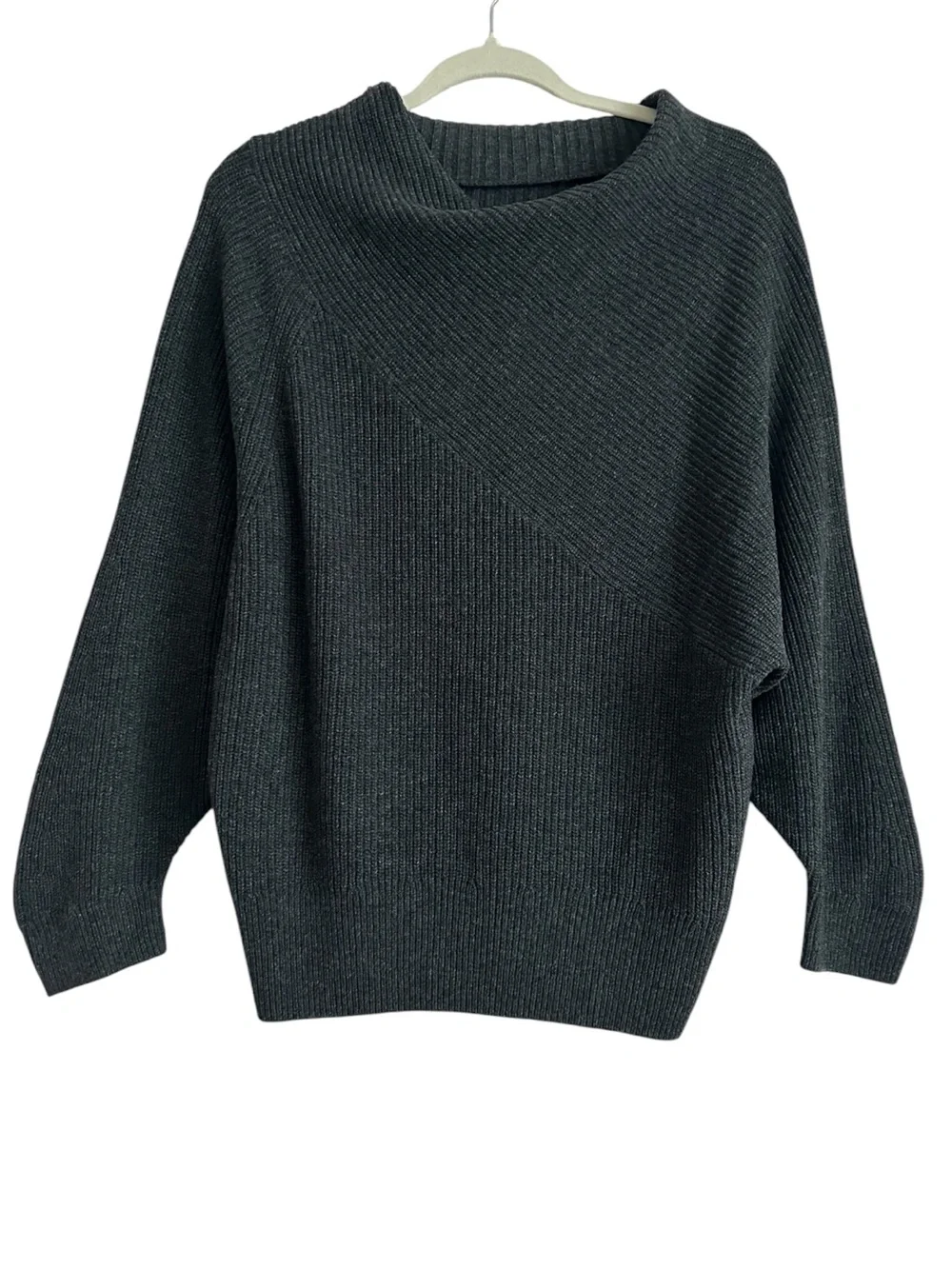 Brochu Walker Leith Wool Cashmere Cowl Neck Sweater Gray Small Italian Yarn